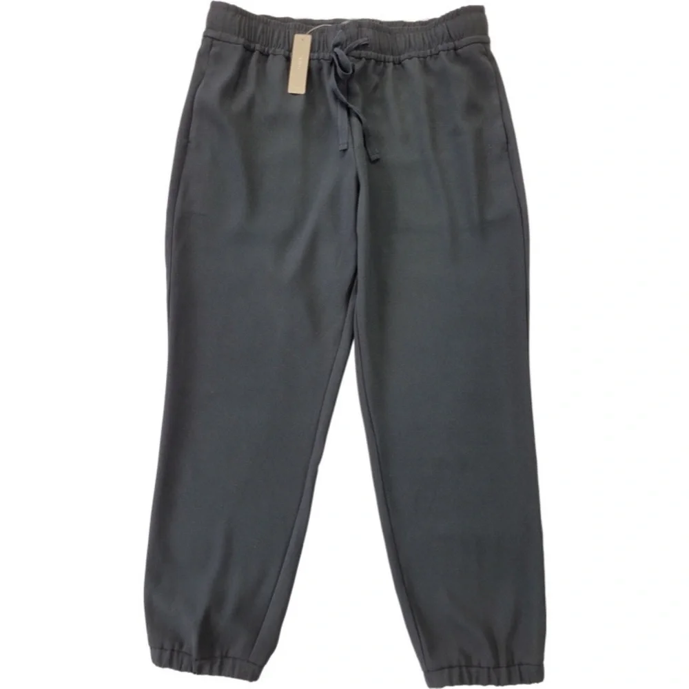 ✅ NWT J.Crew Black Jogger Pants elastic waist comfortable loose fit size 12